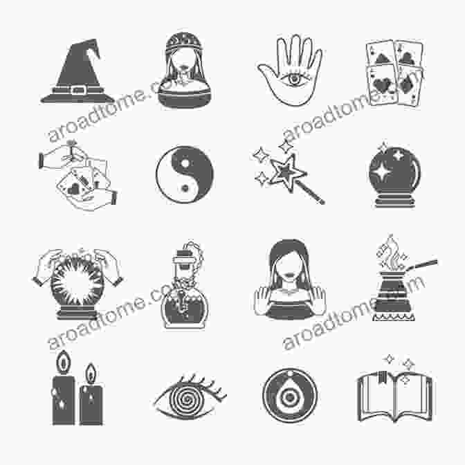 A Collage Of Symbols And Patterns Used In Fortune Telling Divination Conjure Style: Reading Cards Throwing Bones And Other Forms Of Household Fortune Telling