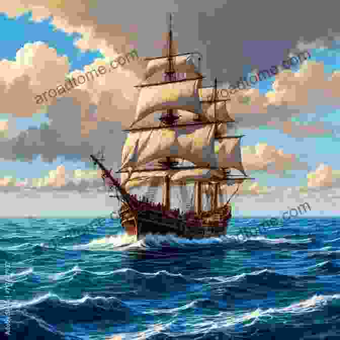 A Majestic Galleon Ship Sailing Through A Vast Ocean Stories Of The People Of The Past