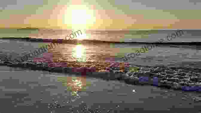 A Serene Sunrise Over Chigasaki Beach, With The Waves Gently Lapping At The Shore. Beautiful Japanese Shonan Sky Full Color Picture