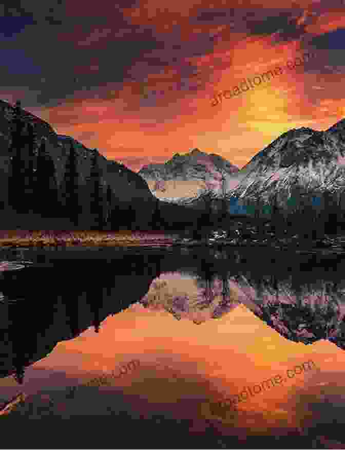 Image Of A Stunning Alaskan Sunset, With The Mountains Reflecting In A Serene Lake Summer Of The Midnight Sun (Alaskan Quest #1)