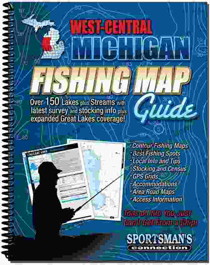 The West Central Michigan Fishing Map Guide Cover Features A Map Of The Region With Highlighted Fishing Spots. West Central Michigan Fishing Map Guide